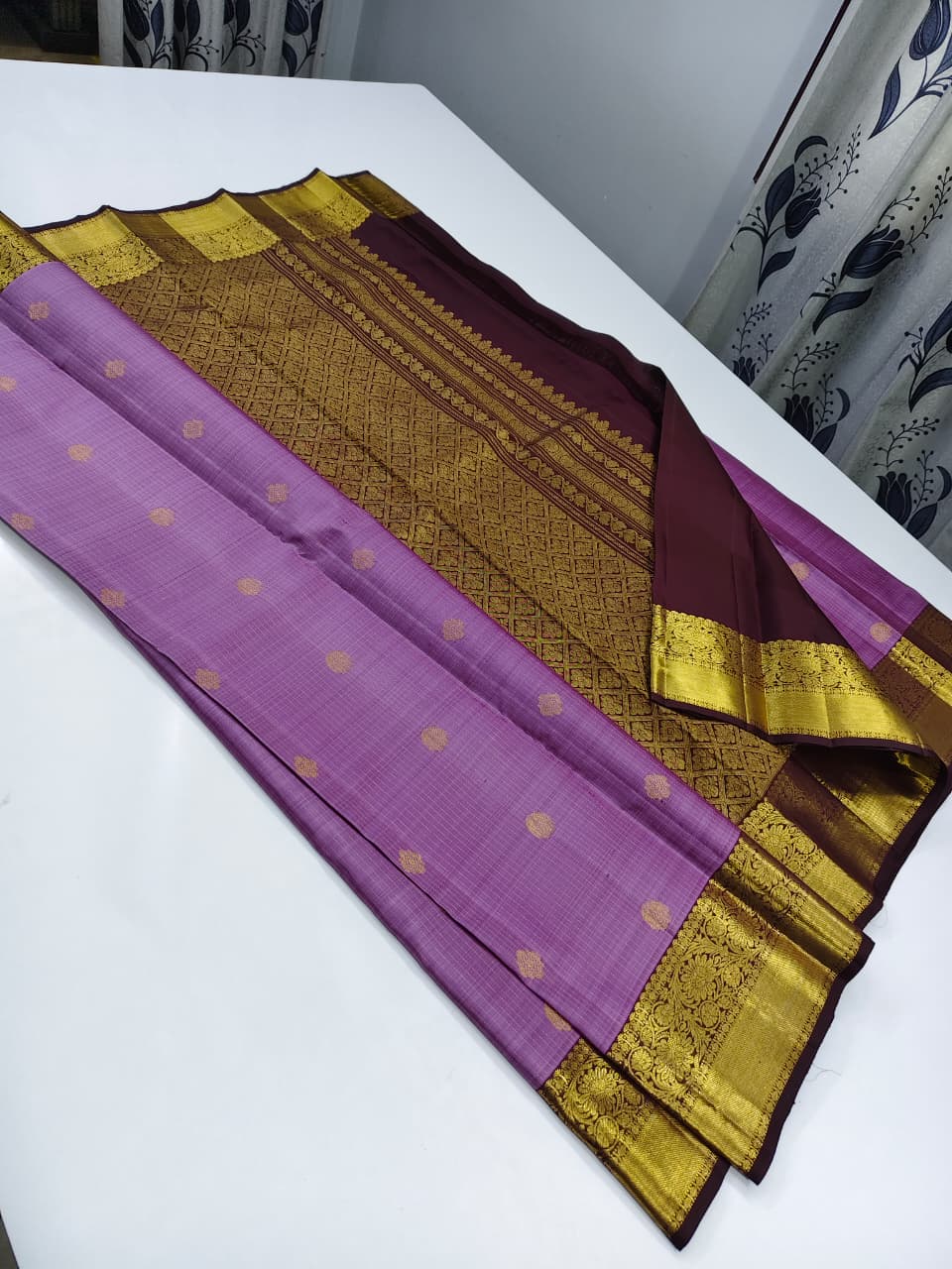 Lavender Purple Gold Zari Kanchipuram Pattu Saree